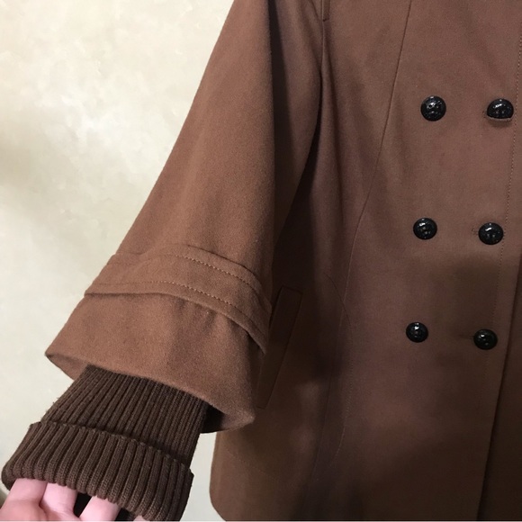 Express Women’s Wool Brown Double Breasted Peacoat Size Small - Picture 3 of 8